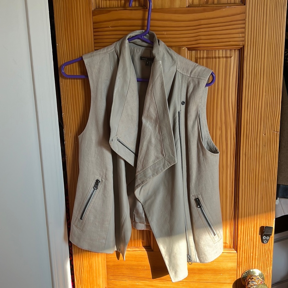 Vince Linen with leather trim vest